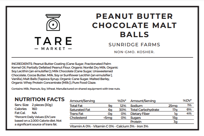 Fair Trade Dark Chocolate Peanut Butter Malt Balls - SunRidge Farms